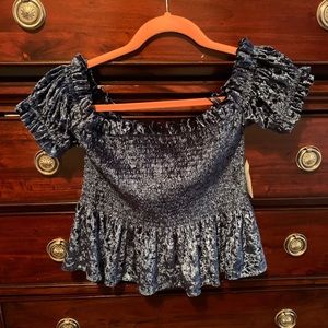 Off the shoulder velvet top